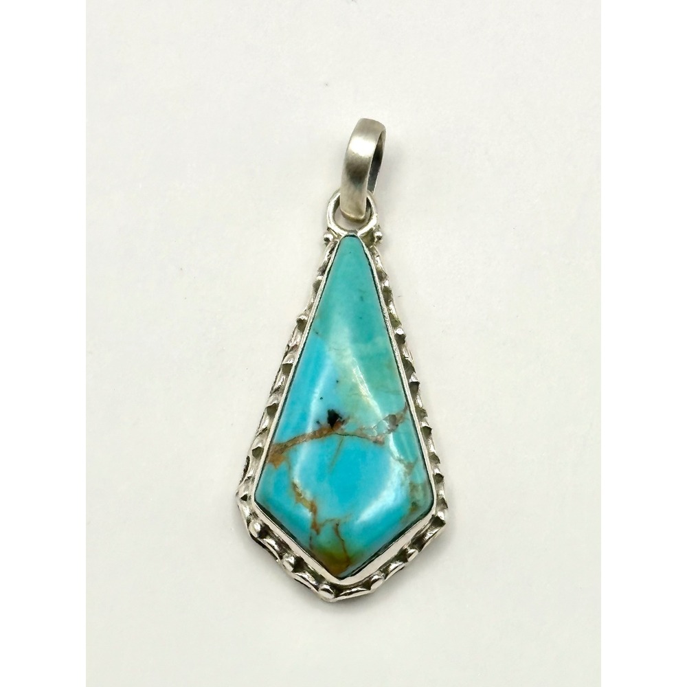 Southwestern Turquoise Sterling Silver Handmade Pendant‎